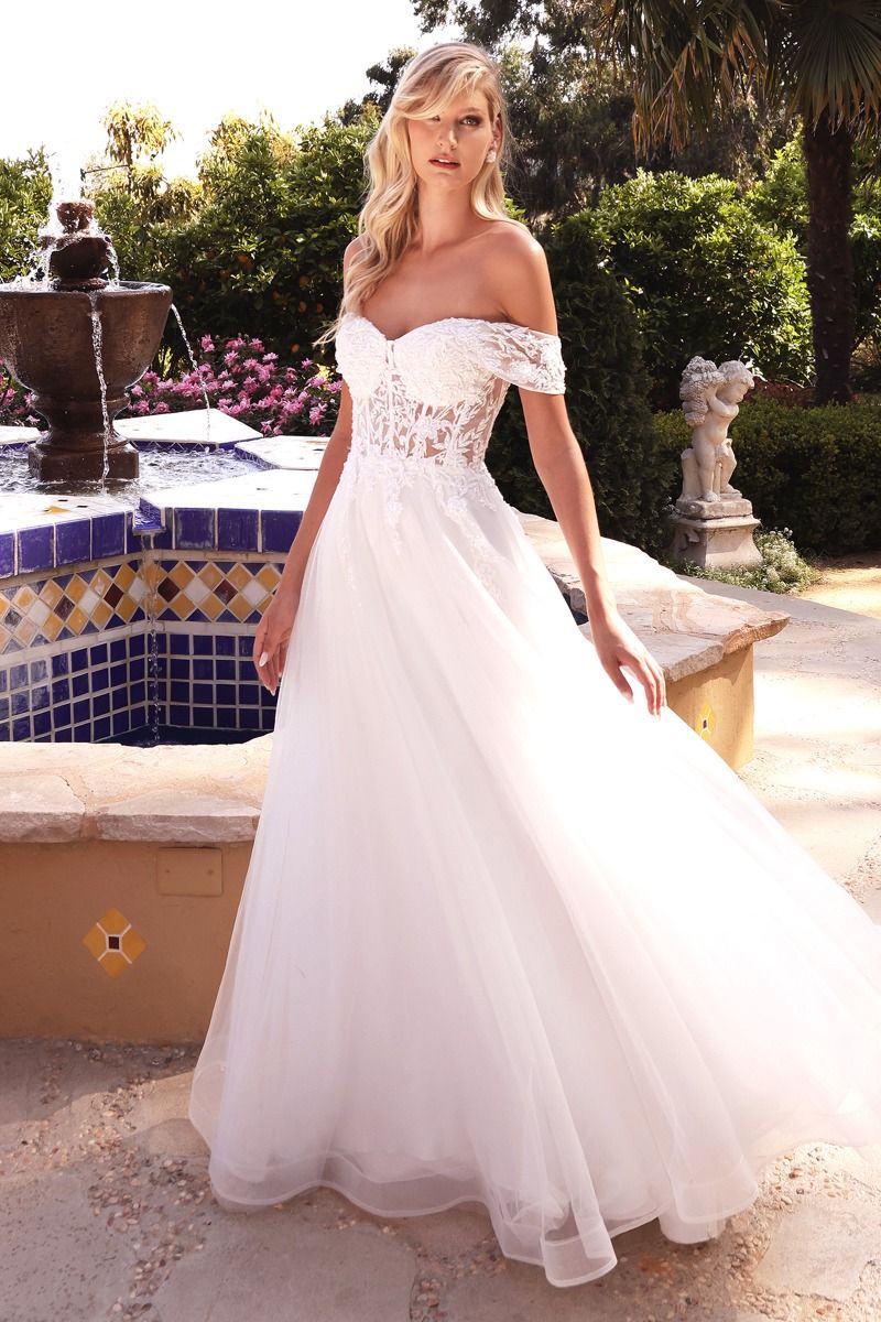 LACE OFF THE SHOULDER BRIDAL GOWN CDCD961W-0